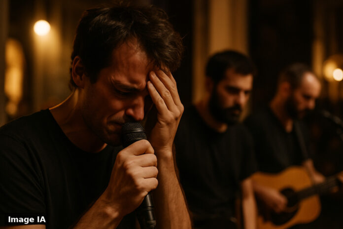 Rec quiem en concert à Aurillac, musiciens sur scène dans une ambiance festive captivée.