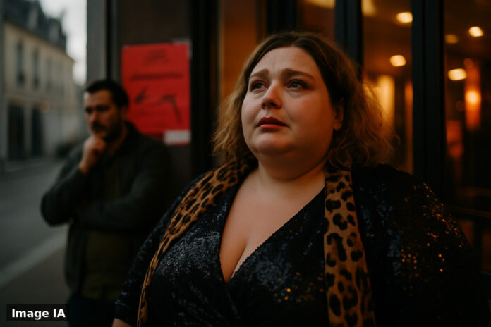 Barbara Butch sur scène, microphore à la main, salle de concert vide à Amiens.