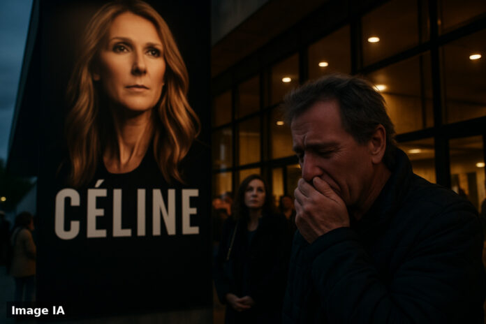 Céline Dion sur scène à Nanterre, souriante, micro en main, devant son public enthousiaste.